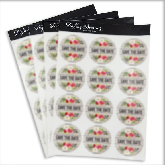 Darling Souvenir 1.6 Inches Round Botanical Floral Elegant Save The Date Stickers DIY-45 Pcs
