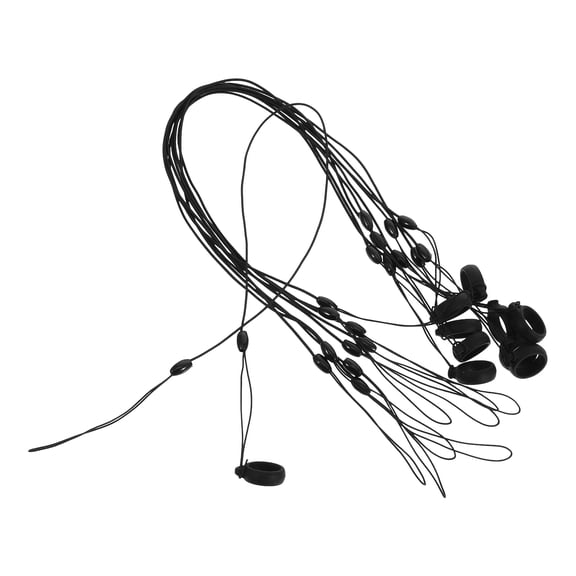 FOMIYES 10Pcs Black Pen Necklace with Elastic Cord and Silicone Ring for Secure Office Pen Holding