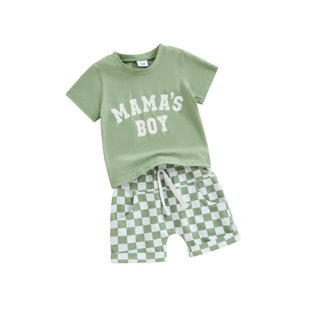 

Toddler Boy Summer Clothes Mamas Boy Letter Print T-Shirt Shorts Sets Baby Outfit 2Pcs