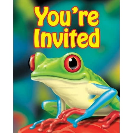 Various Fun Frogs Invitations with Envelopes, 8-Count, Multicolor