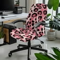 thumbnail image 2 of HELLHERO Leopard Print Computer Office Chair Covers, Removable Office Chair Seat and Back Cover Stretchable, Desk Computer Slipcover Pink, 2 of 7