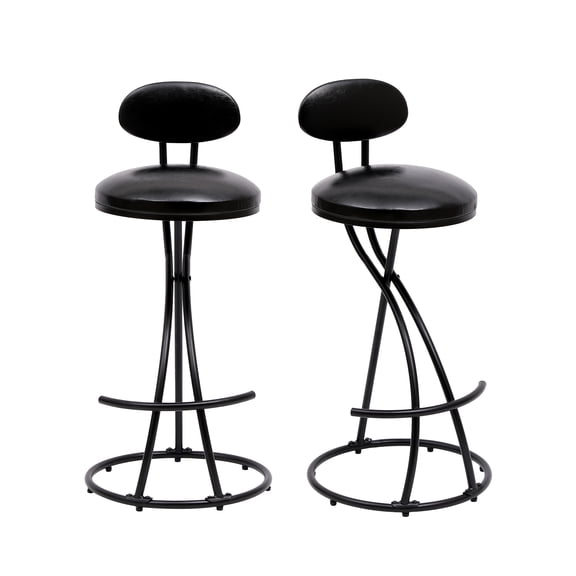 Modern Bar Stools Set of 2, Upholstered Counter Height Chairs with S-Shaped Curved Design, Armless Dining Barstools for Kitchen Island & Home Bar