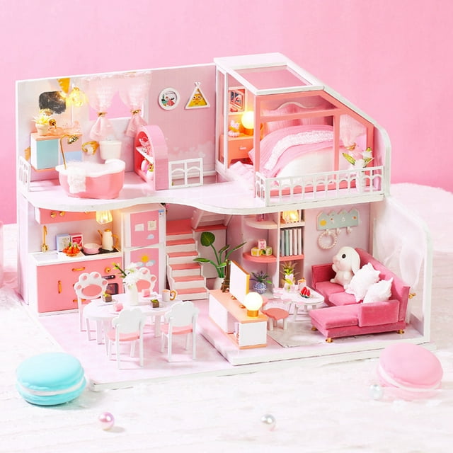 Doll House Kit Miniature House Miniature Dollhouse Assembly Miniature Dollhouse Assembly Dollhouse Children Assembly DIY Dollhouse Kit Doll House Kit Miniature House Building Kit