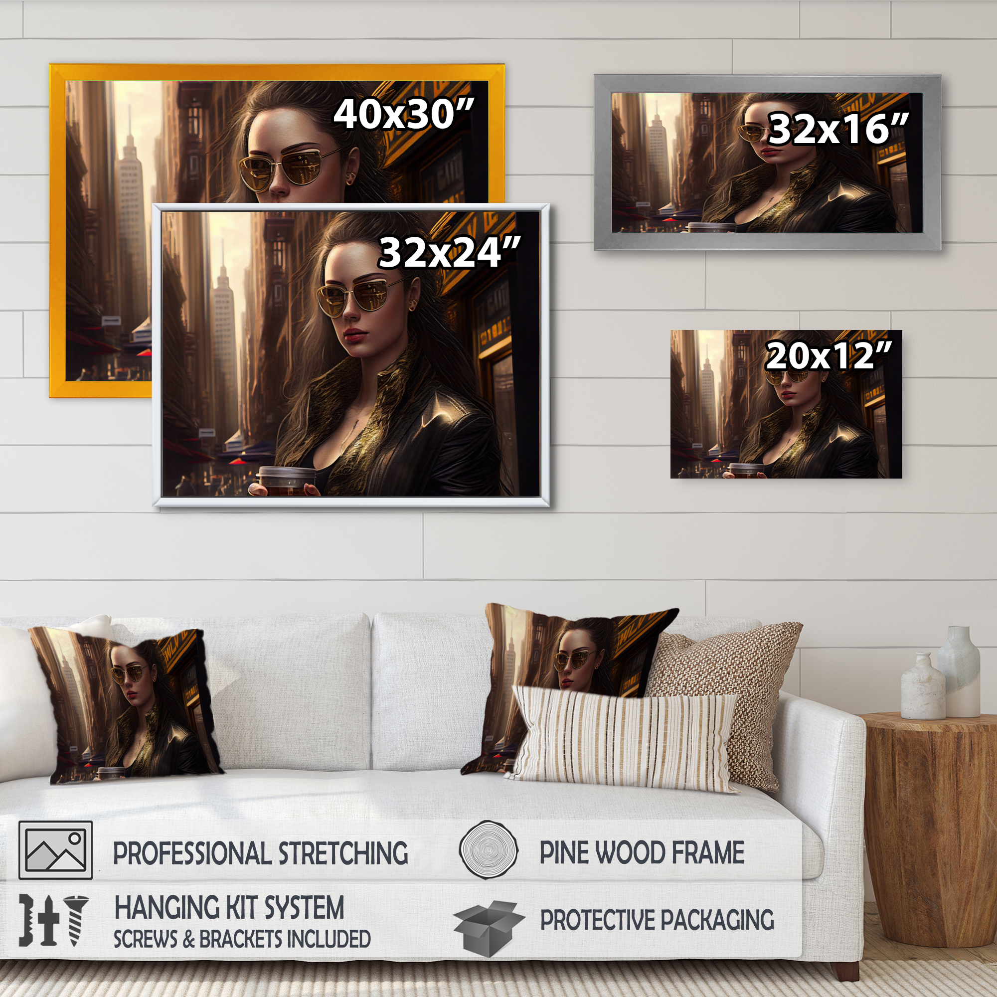 Designart Photorealistic Of Woman With City Skyline Canvas Wall Art
