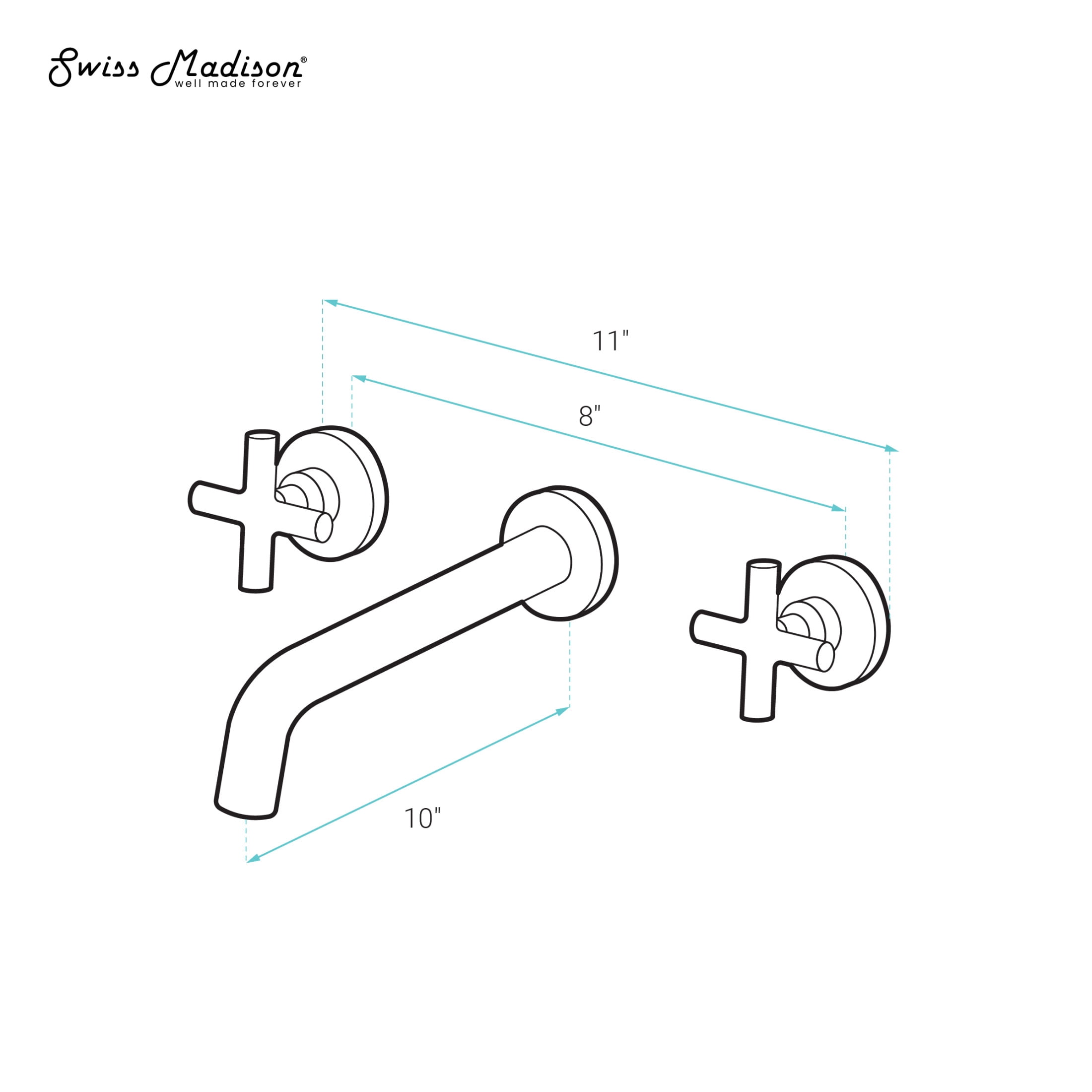 Ivy 8 in. Widespread Double Cross-Handle Wall Mount Bathroom Faucet in Matte Black