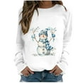 thumbnail image 3 of Jsaierl Merry Christmas Sweatshirts Womens Cute Snowman Print Sweatshirt Loose Fit Pullover Sweater Tops Round Neck Dressy Casual Long Sleeve Shirts Christmas Costume, 3 of 5