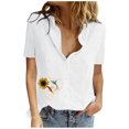 thumbnail image 1 of EQWLJWE Chemises pour Femmes Liquidation Femmes Manches Courtes Décontracté Imprimé Manches Courtes Ample Bouton Col Rabattu Chemise Blouse Unie, 1 of 8