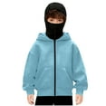 thumbnail image 2 of AJTQTH Unisex Boys Girls Balaclava Hoodie with Face Mask Kids Full Zip Up Ski Mask Jacket Double Hooded Pullover Sweatshirt Wind Resistant Cardigan Outwear Tops Light Blue 6-7 Years, 2 of 6