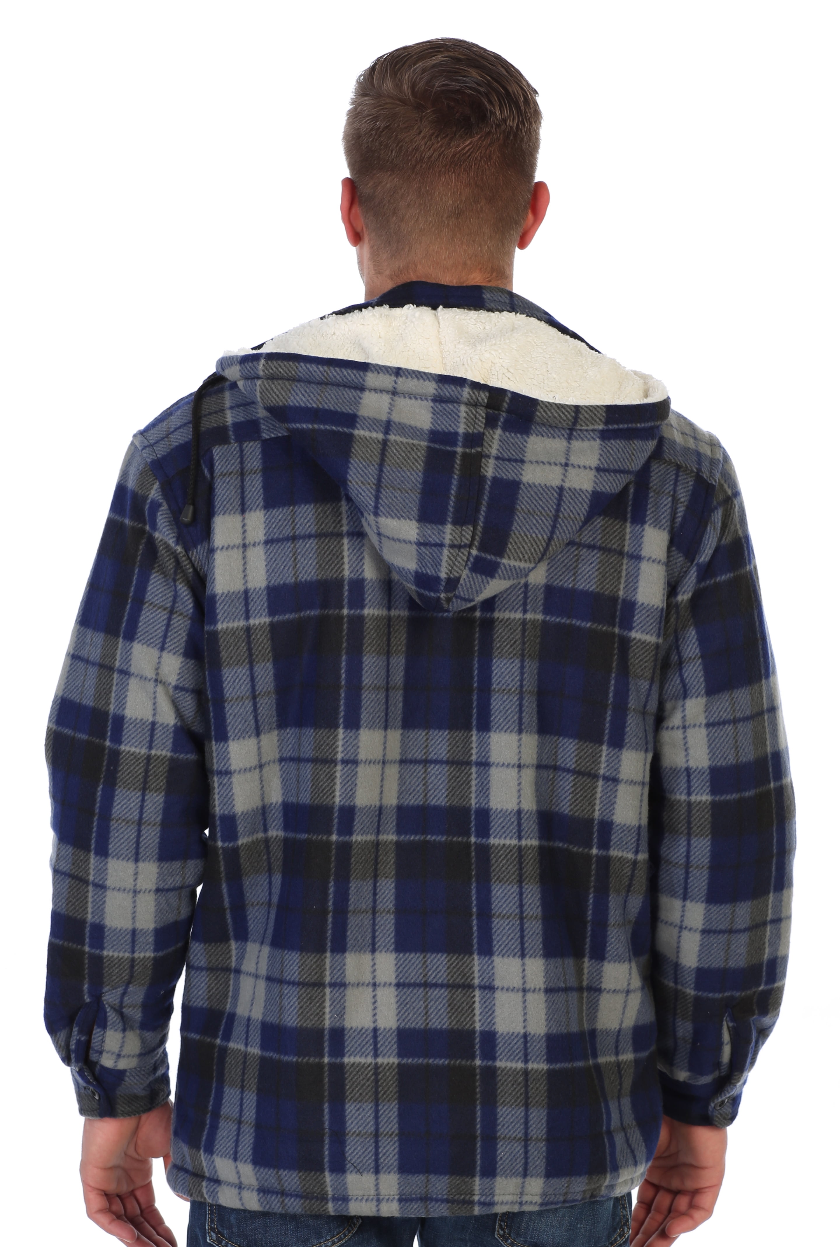 Gioberti Mens Sherpa Lined Flannel Jacket with Removable Hood