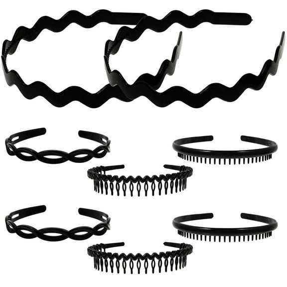 LULULION Exercise Hairbands Black Fashion Style 8Pcs 5.3x5.3in