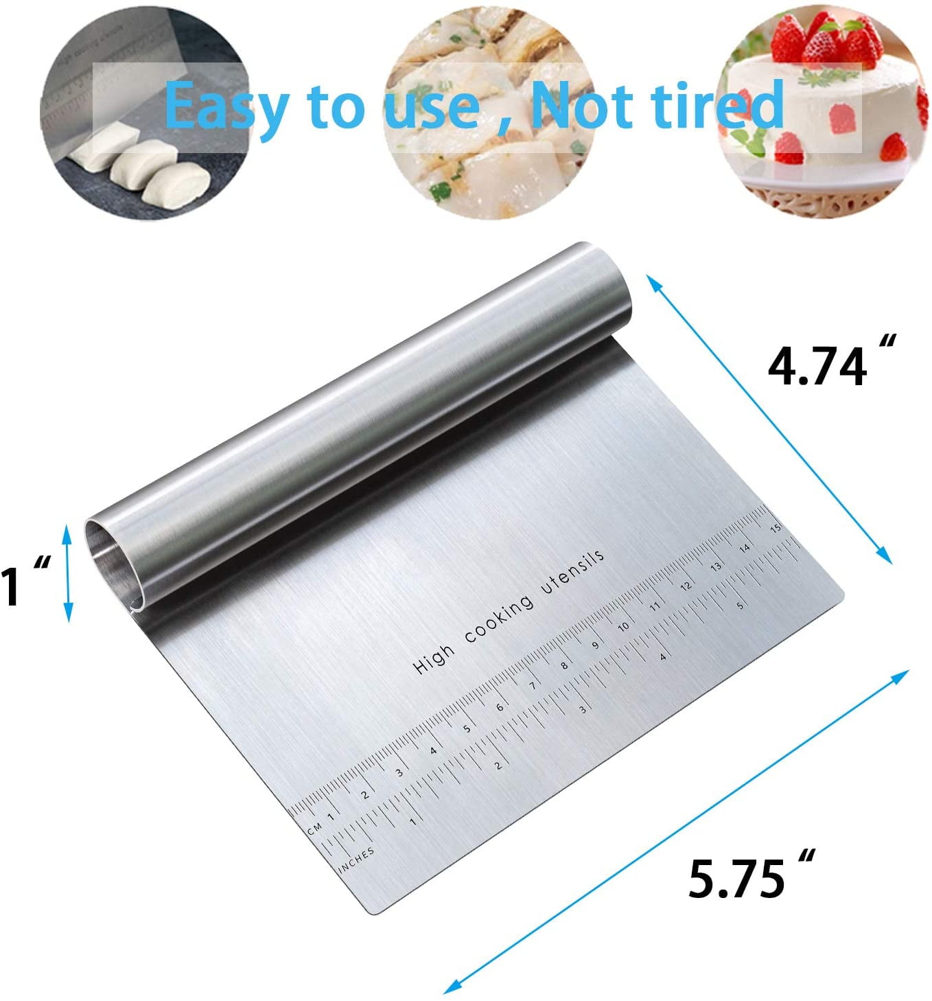 Last Confection Stainless Steel Bench Scraper/Pastry Dough Cutter Chopper  for Bread, Pizza, Pasta and Cookies