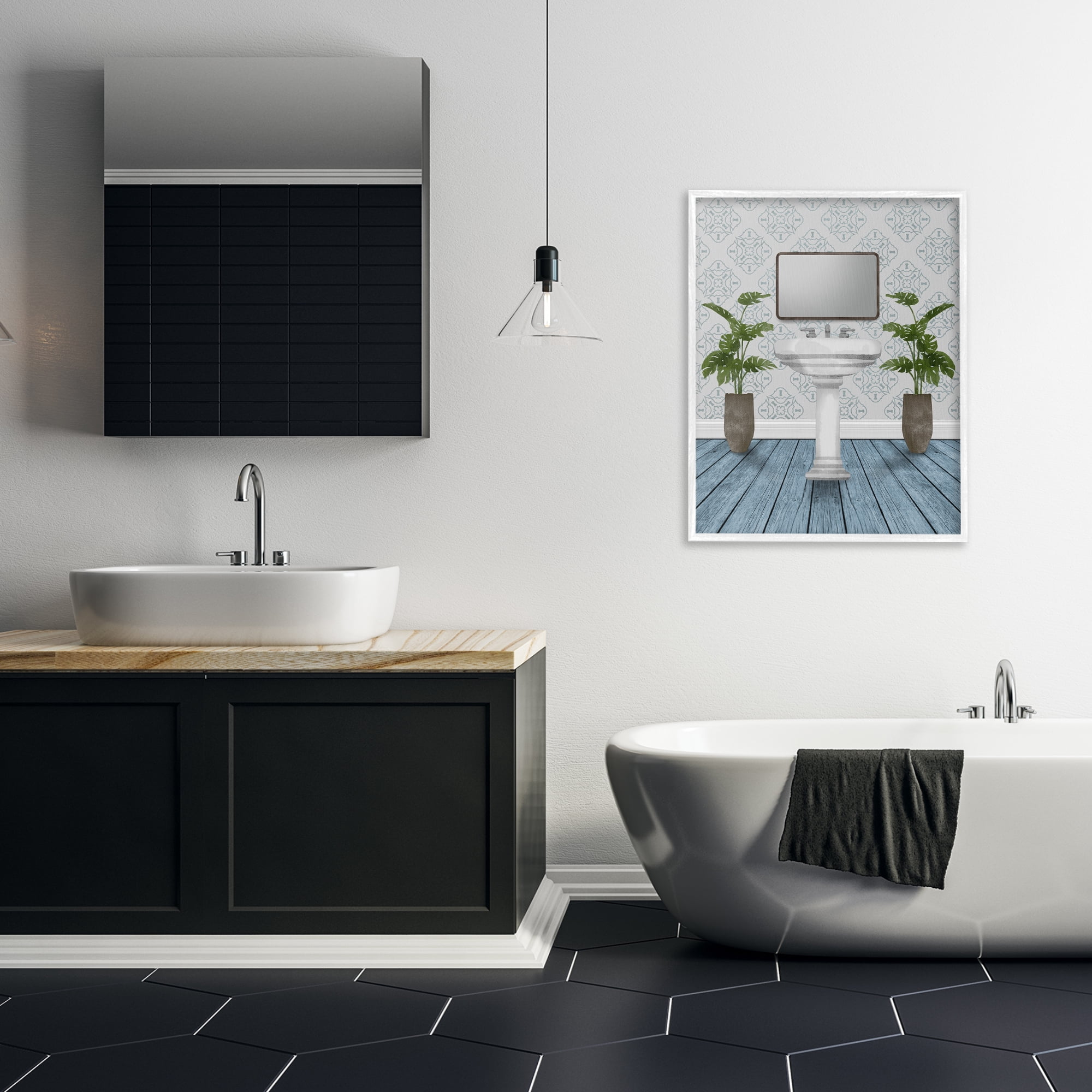Stupell Industries Restful Wash Plants & Sink White Framed Giclee Art, design by Marcus Prime