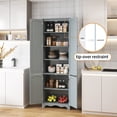 thumbnail image 6 of HOMEFORT 72" H Freestanding Tall Pantry Cabinet, Kitchen Pantry with 2 Large Cabinets and Adjustable Shelves, 2-Door Floor Storage Cabinet for Additional Storage Space in Gray, 6 of 9