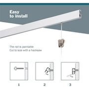 STAS Cliprail Pro Picture Hanging System Set White - Covers 9.84 ft of Wall Space - Heavy Duty Picture Rail & Art Hanging Gallery Kit Without Nails - for Home or Museum Includes 4 Hooks & Cords