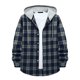 thumbnail image 1 of Men's Plaid Shirt Hooded Button Sweatshirt Men's Casual Fashion SweatshirtL, 1 of 4