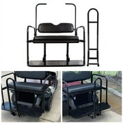 Kojem Black Flip Folding Rear Back Seat Kit & Safety Grab Bar Compatible with 1995-Up EZGO TXT Golf Cart