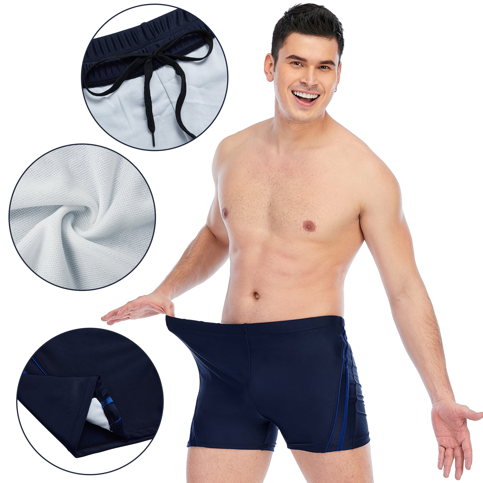 Men's Swim Shorts Tight Swim Trunks Dark Blue Beach Trousers For ...