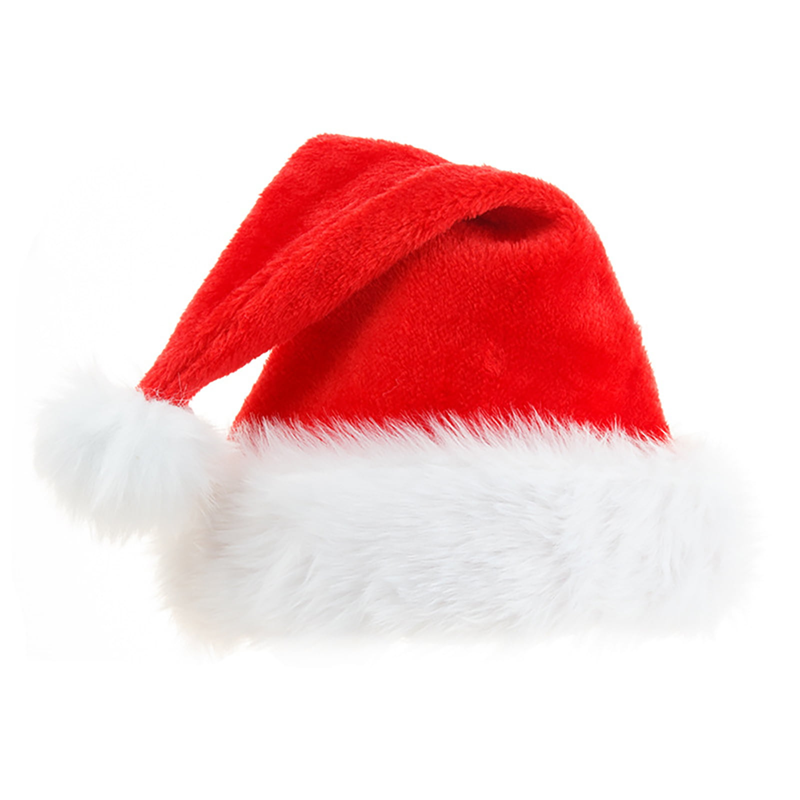 Extra Thicken Red and White Plush Santa Hat-Christmas Classic Hat for Adult & Child Red & White 