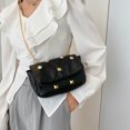 thumbnail image 4 of Bolsa Bolso bandolera de piel sintética con tachuelas y solapa Bolso de hombro con cadena sólida para mujer (Negro) Ehuebsd Nuevos Originales, 4 of 9