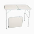 thumbnail image 2 of 3FT Small Camping Folding Table Adjustable Height Aluminum Folding Table for Picnic Party BBQ, Plastic RV Suitcase Table Portable Lightweight Fold Up Utility Outdoor Tables,White, 2 of 16