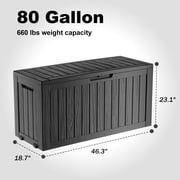 EASY UP 80 Gallon Resin Deck Box, Lockable Patio Outdoor Storage Box for Furniture, Garden Tools Storage, Waterproof Outside Storage Boxes.