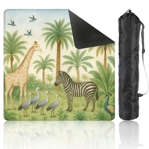 Mahjong Mat 31.5" x 31.5" Tropical forest wild mural jungle birds animal Anti-Slip and Noise Reduction Symmetry Design Mahjong Tiles Table Cover for Dominoes Poker Card Board and Tile Games