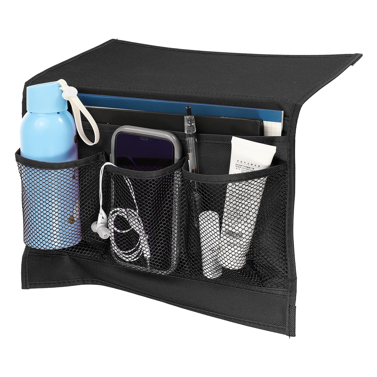 Unique Bargains Bedside Caddy Bedside Organizer Hanging Bag Black