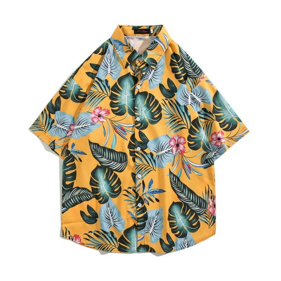 Fznquz Casual Shirts for Men Hawaiian 2025 Shirt Tropical Summer Beach Button Down Men Clothing