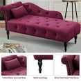 thumbnail image 5 of SYNGAR Modern Lounge Chaise Indoor, Leisure Sofa Accent Chair Upholstered Couch, Button Tufted Seat with Matching Accent Pillow, and Solid Wooden Legs, Burgundy, 5 of 13