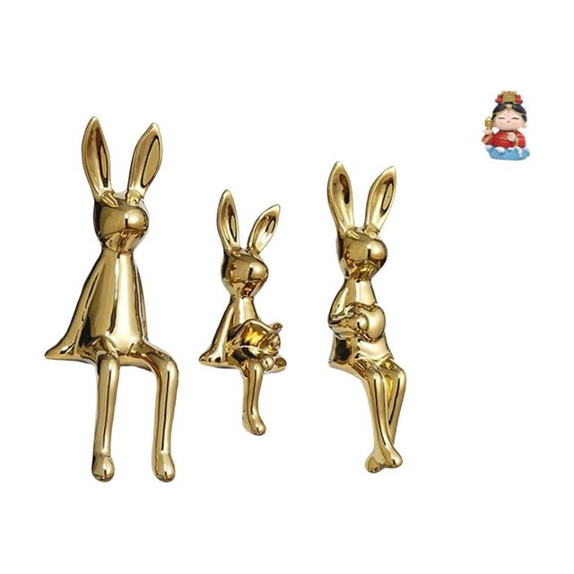 Escultura de resina de conejos, centro de mesa, adorno para estantería, dormitorio, chimenea, decoración o regalo.
