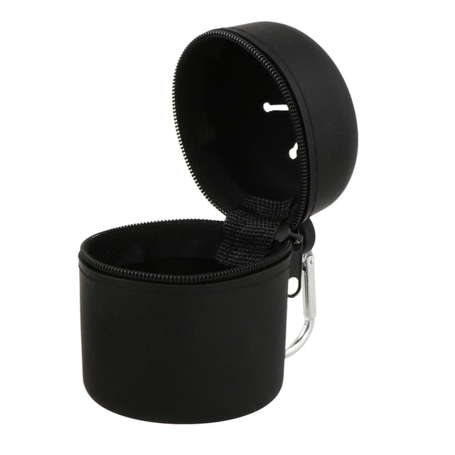 Caja de pesca con mosca de silicona, contenedor portátil para polvo, con cremallera, para aparejos de pesca y moscas negro