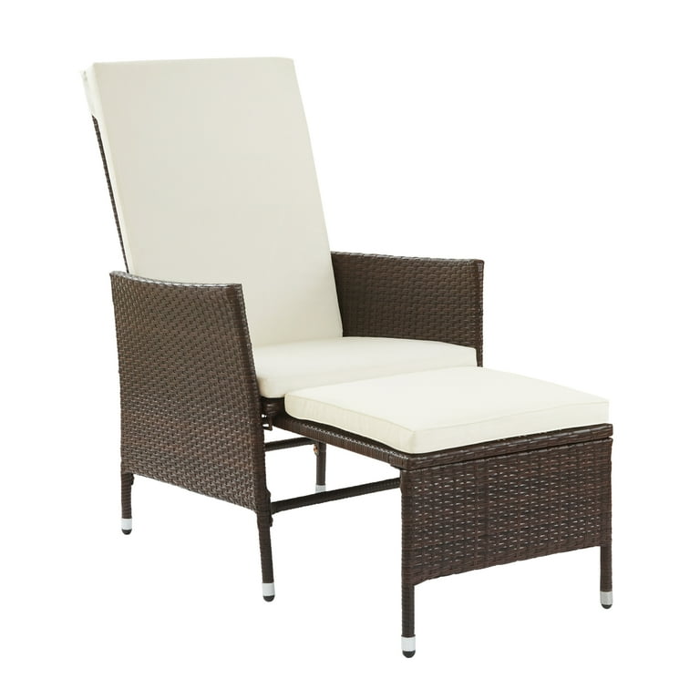 Wicker chair with slide out ottoman sale