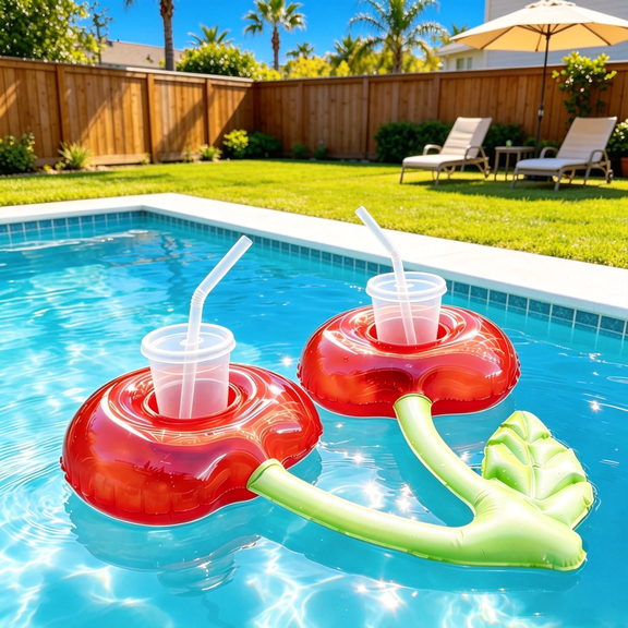 Inflatable Floating Drink Tray with 2 Cup Holders | Pool Float Beverage Holder for Drinks | PVC Water Party Accessory for Beach, Pool, or Lake | Summer Party Supplies
