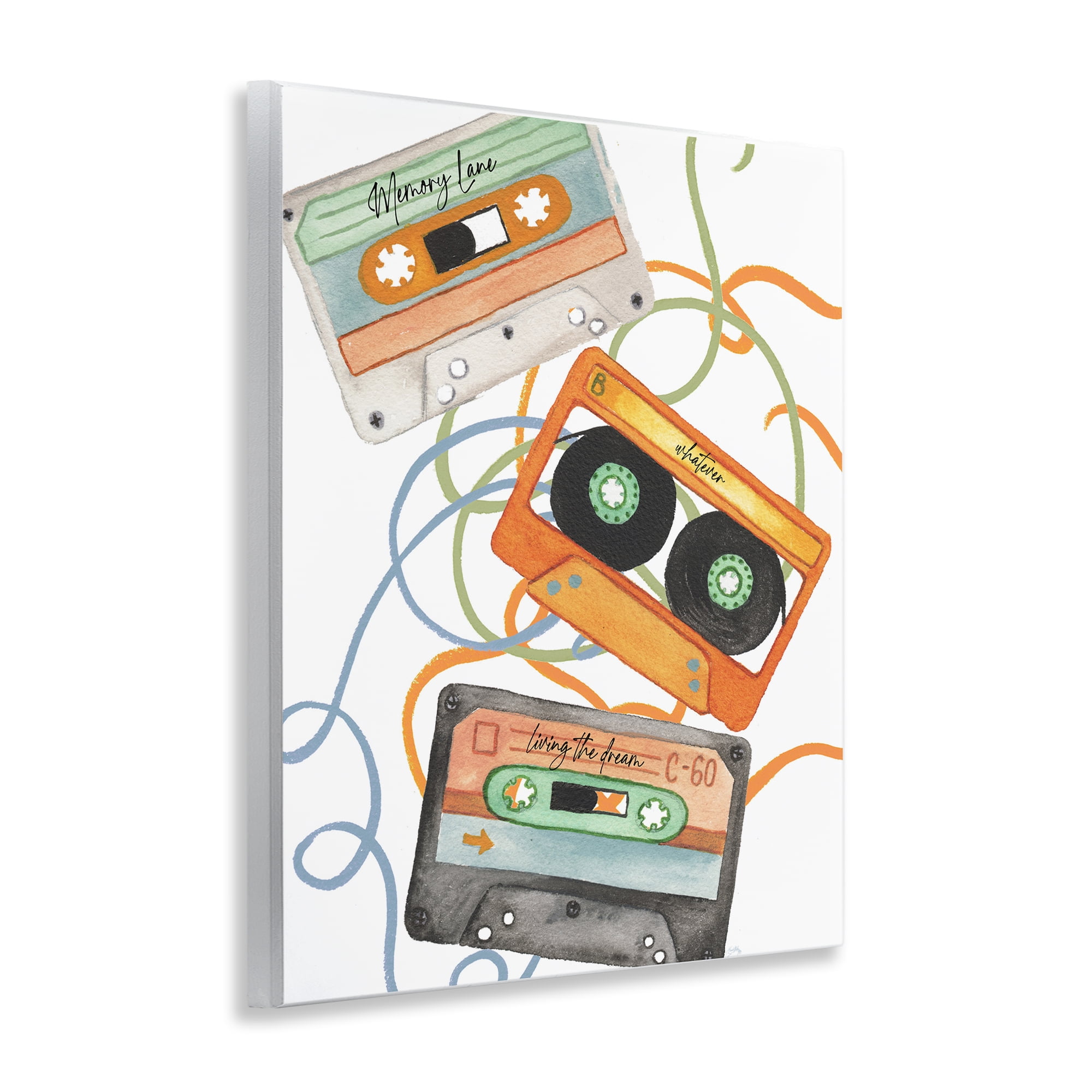 Stupell Industries Cassette Mix Tapes Trio Wall Plaque Art, design by Elizabeth Medley