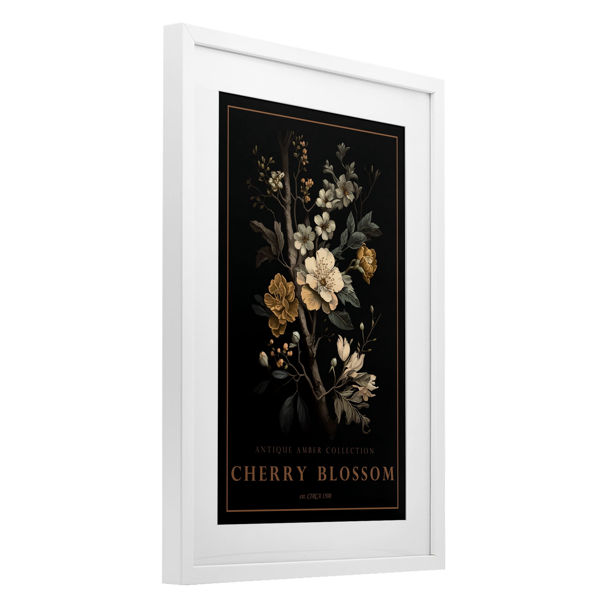 Stupell Industries Antique Cherry Blossom Light White Framed Print Under Glass, design by Chris Giampietro