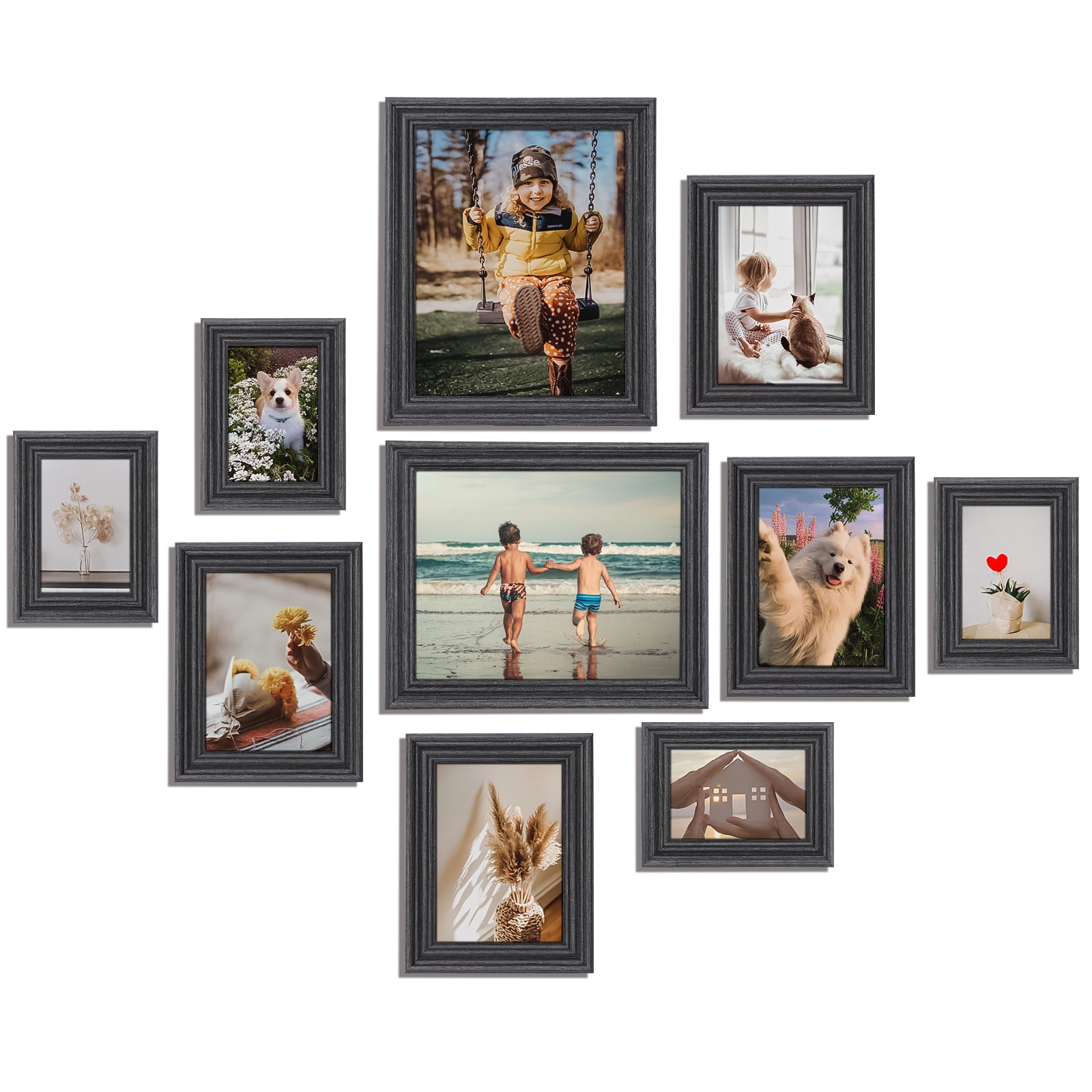 Picture Frame Set of 10, Display 4" x 6"/5" x 7"/8" x 10" for Tabletop