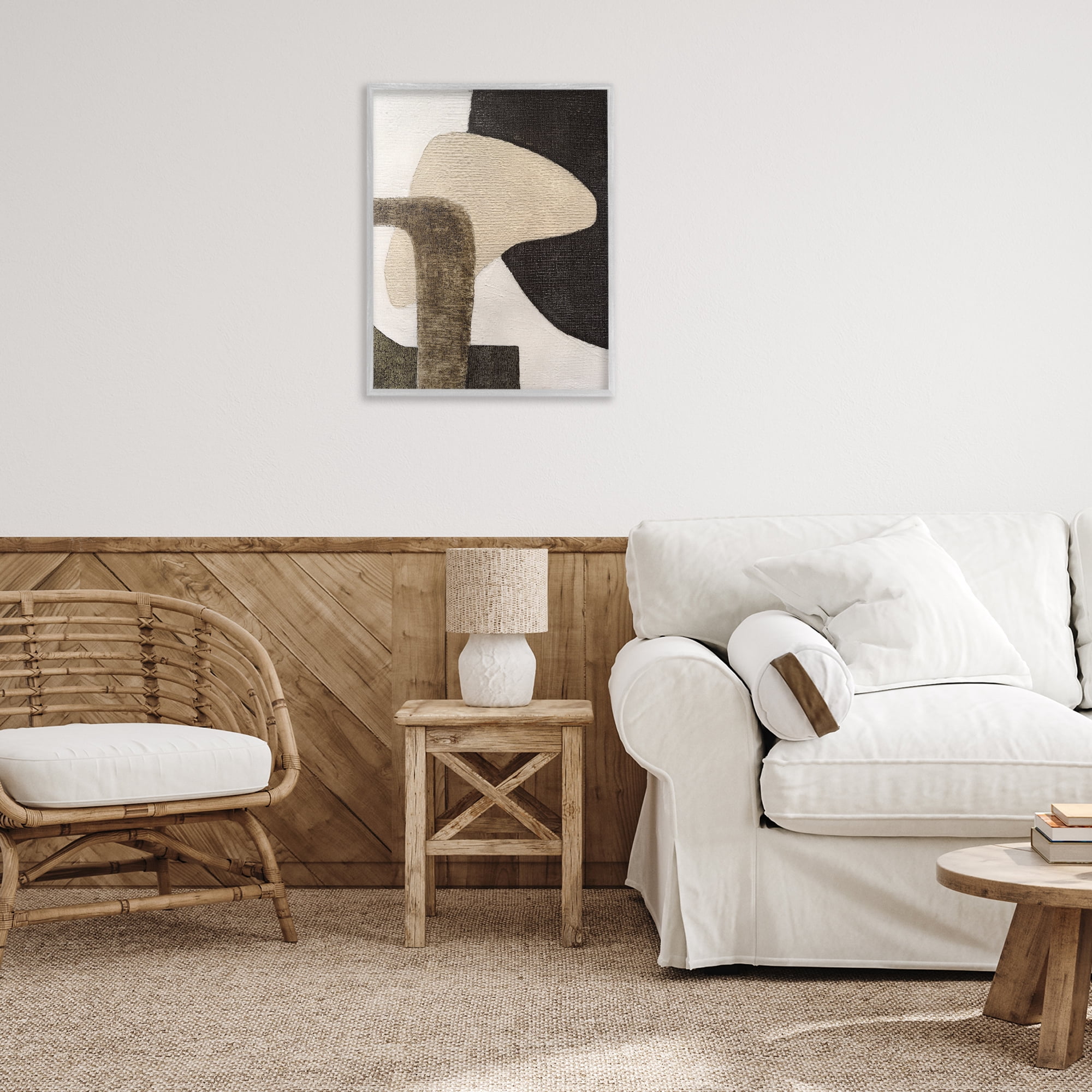 Stupell Industries Southwestern Neutrals Pattern Abstract Painting Gray Framed Art Print Wall Art, 24 x 30