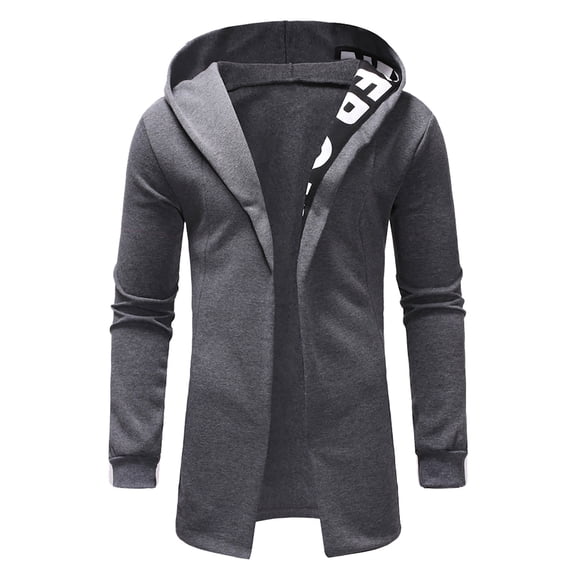 XIAONU Letter Fleece Hooded Coat For Men Slim Fit Long Sleeves Hooded Jackets Street Soft Warmtrendy GY2 S