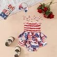 thumbnail image 2 of Povozer 4th Of July Outfits for Kids Baby 4th Of July Outfit Girl Usa Bubble Romper Smocked Dress My First Forth Of July baby girl Outfits for 0-3 Months,Red, 2 of 7