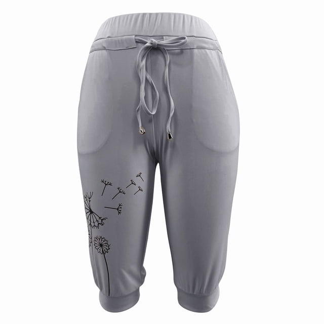 Gibobby Leggings yoga mujer Pantalones capri de cuerda de de cintura alta para yoga deportivo de color sólido para mujer(Gris,M)