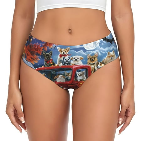 Naloa Halloween Pets Pumpkins Womens No Show Cotton Underwear Mid-High Waisted Soft Ladies Panties Strech Breathable Briefs -4X-Large