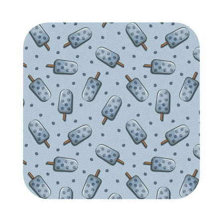 

Matuu Cute Ice Cream for Cup Coasters Set of 6 Leather Coasters Desk Coasters for Office Measures 4” x 4” Square