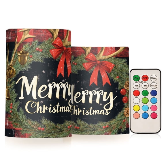 BZSMCE Flameless Candles LED Lights Elegant Christmas Bowknot Print Creativity Battery Candles
