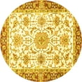 thumbnail image 1 of Ahgly Company Indoor Round Oriental Yellow Traditional Area Rugs, 5' Round, 1 of 4
