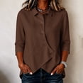 thumbnail image 2 of Summer Sales Womens Summer Tops Asymmetrical Placket Collar Linen‑Blend Button Casual Blouse Oversized Tshirts for Women, 2 of 9