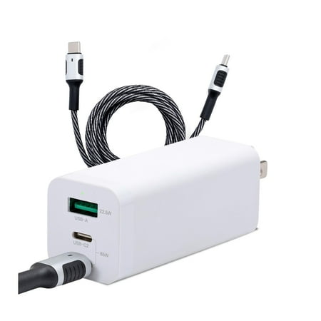 UPC: 0040962896907 | Kratos Power 65W GaN Three-Port Power Adapter Bundle)