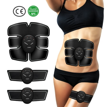 EMS Trainer, Muscle Toner Belt Set, Includes 1 Abs Stimulator, 2 Body Fits and 10 pcs Extra Gel Sheets, Fitness Training Gear for Both Men and