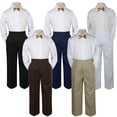thumbnail image 1 of 3pc Boy Suit Set Gold Bow Tie Baby Toddler Kid Formal Shirt Pants S-7, 1 of 2