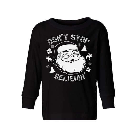 Awkward Styles Xmas Long Sleeve Shirt for Girls Boys Toddler Don't Stop Believin Christmas Shirt