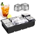 thumbnail image 1 of Moldes y Bandejas de Silicona para Hielo, Bandejas de Silicona Reutilizables, Moldes para Paletas con Tapa para Cubitos, Cócteles, Whisky, Fácil Liberación, Sin BPA (8 Cubos, 1 Pieza), 1 of 4